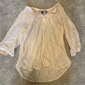 A Pea in the Pod Cream Blouse with Bib Collar and 3/4 Sleeves